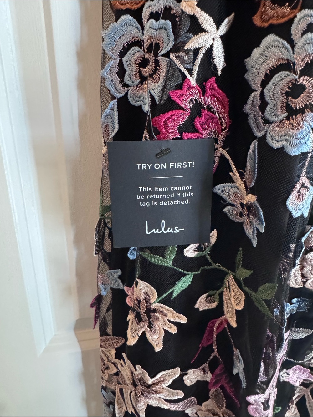 Lulu's Black Halter Maxi Dress with Multicolor Floral Embroidery - Picture 6 of 8